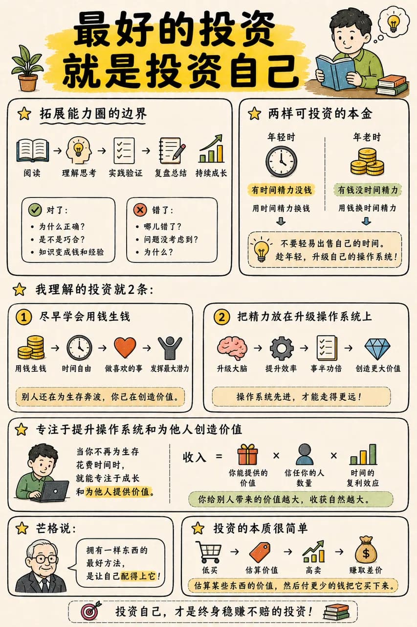 把时间、技能和金钱视作个人本金的信息图